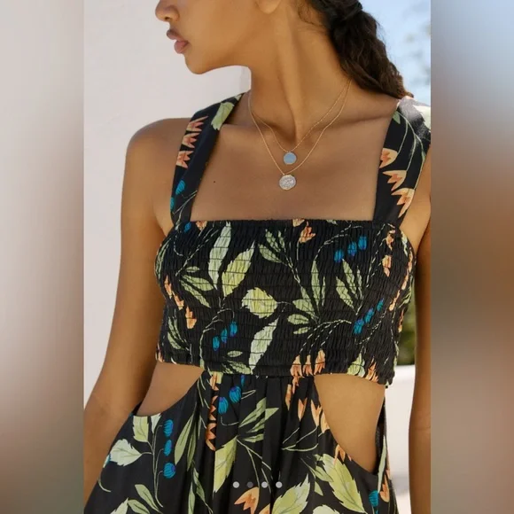 Anthropologie Black Floral Mini Dress - Picture 2 of 7